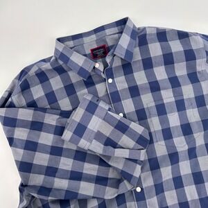 UNTUCKit Mens XXX-Large Gray & Blue Check Wrinkle Free Cotton Button Down Shirt